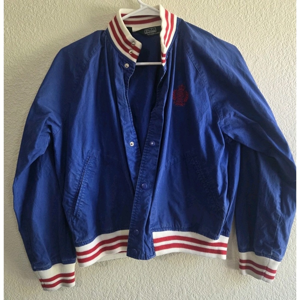 Polo Ralph Lauren Large Crest Embroidered Vintage 90s Varsity Jacket Sz M Youth